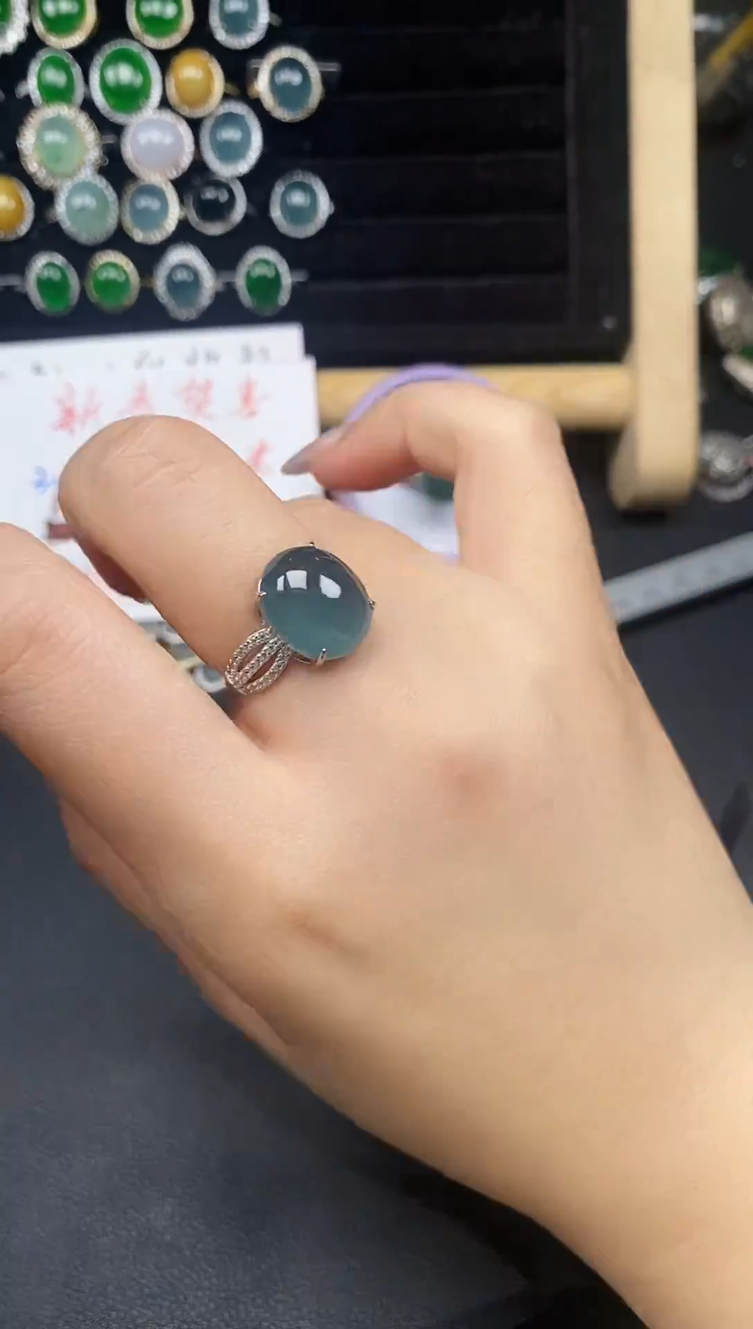 银S925镶嵌戒指翡翠28358
