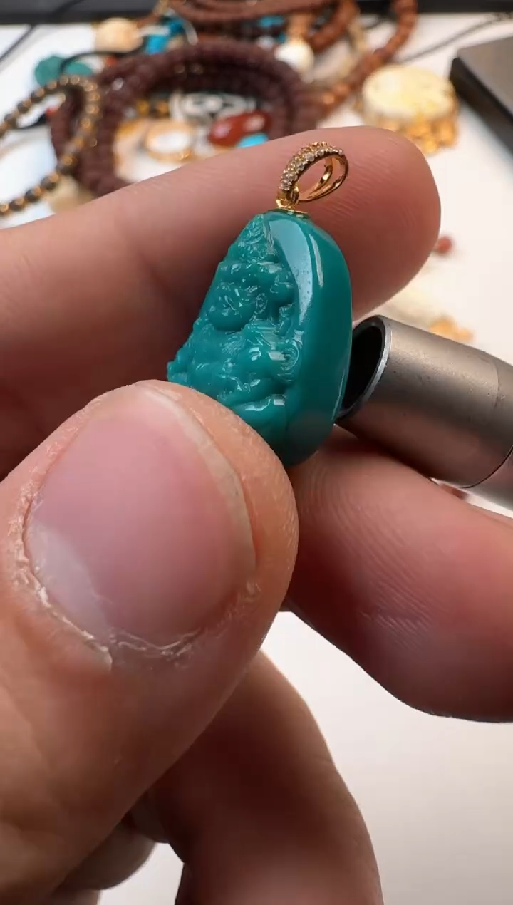 【闪购商品】绿松石吊坠(不含链)18K金镶嵌松石吊坠