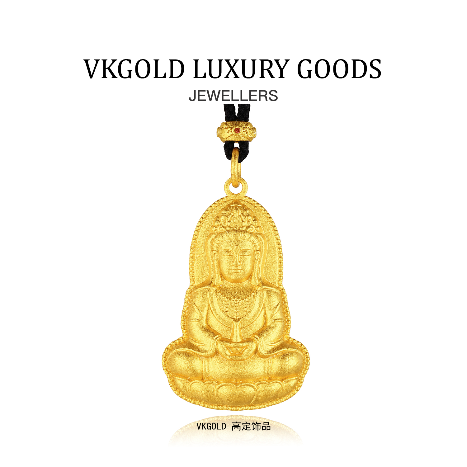 Vkgold  珠宝金色复古/宫廷原创设计女款空心观音吊坠