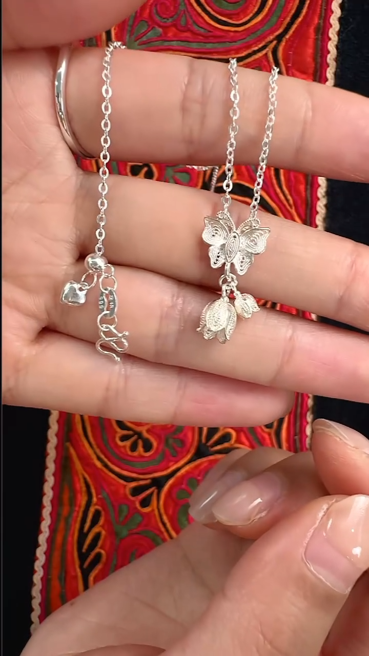 无坠链均足银足银铃兰花套链