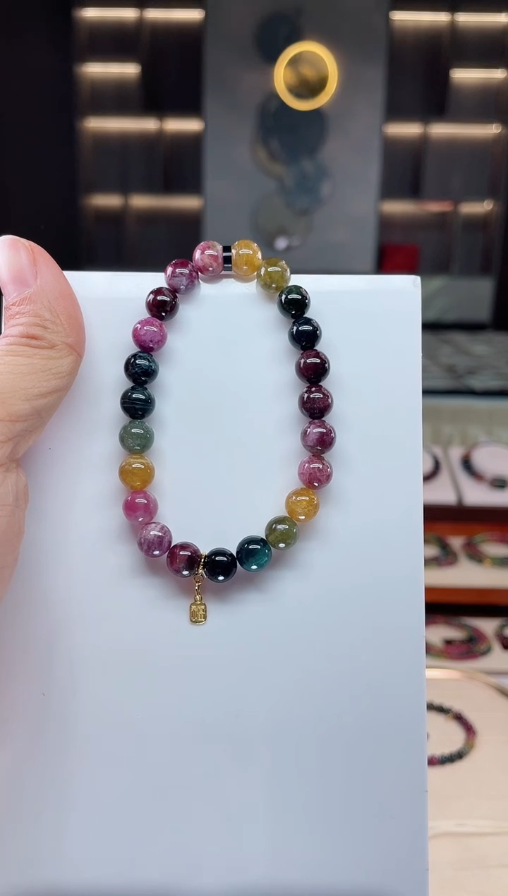 未镶嵌老矿碧玺单圈手串8mm+碧玺（多样性发一条）Q