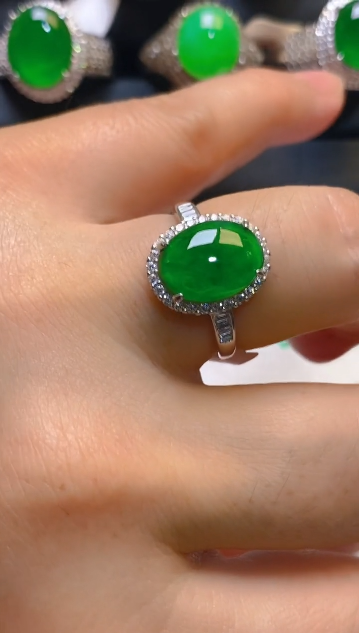 【闪购商品】翡翠耳饰银S925镶嵌天然A货翡翠1