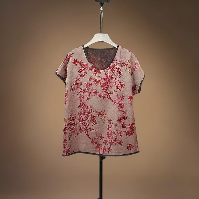 新中式江南特色升级版面料提花圆领宽松小衫2025新款