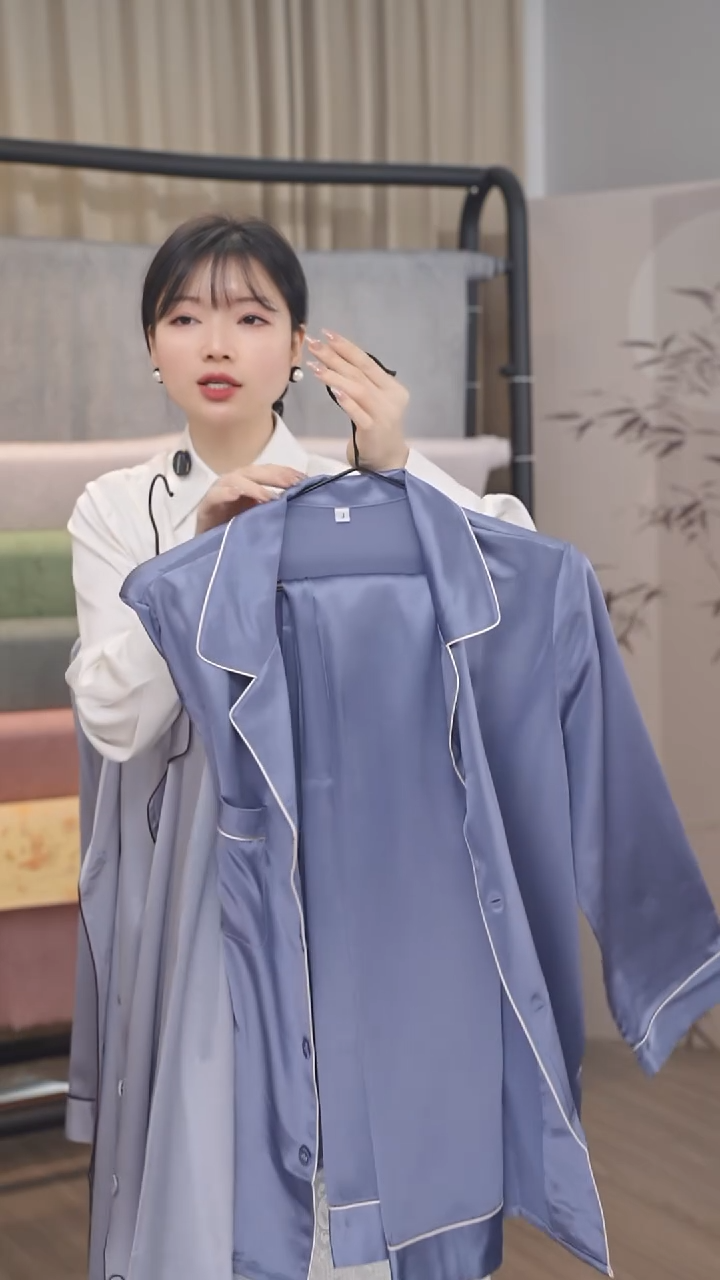 樱*桑蚕丝睡衣深蓝色L码