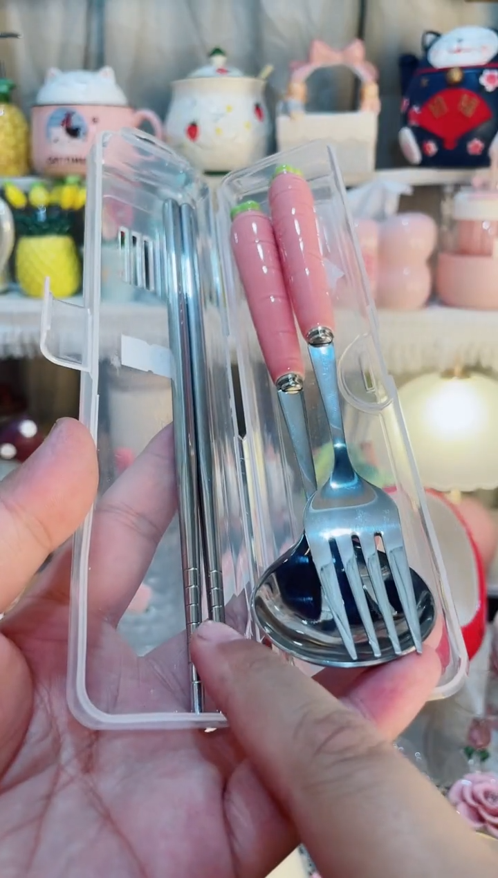 【闪购商品】瓷片一人食粉色套装