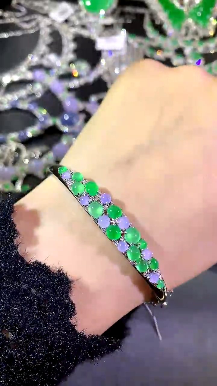 【闪购商品】翡翠手镯18K金镶嵌133-手镯