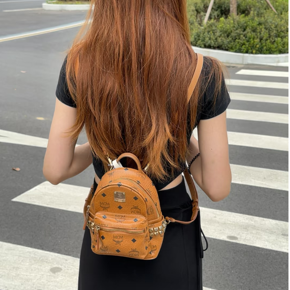 95新 MCM 干邑色超mini双肩包/ZH11505009/5009