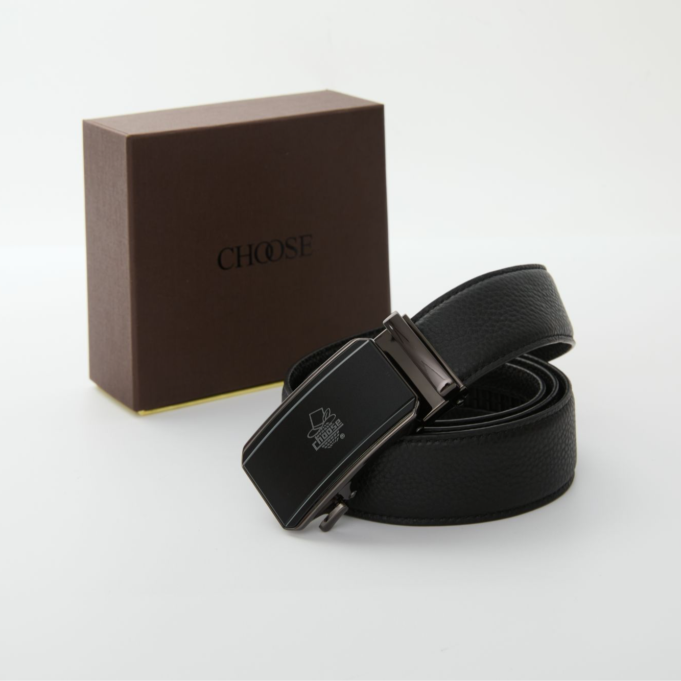 CHOOSE/乔士男士黑色商务休闲头层牛皮腰带自动扣男百搭商务腰带