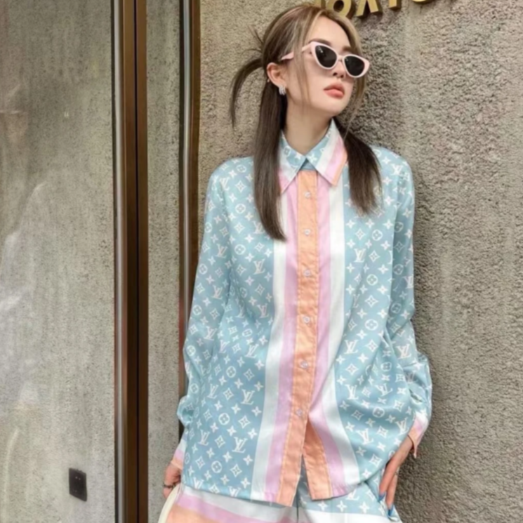 未使用 LouisVuitton/路易威登 汤/P235603770/满log0衬衫 36