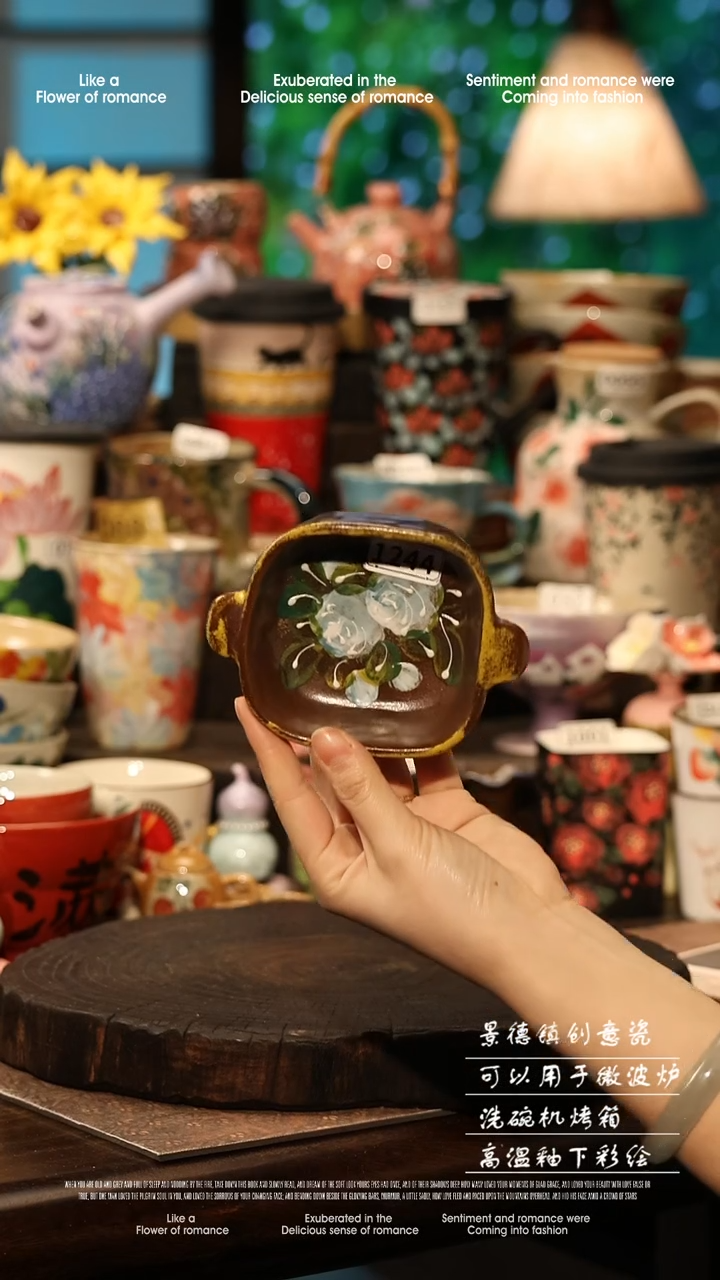 陶瓷景德镇高温釉下彩手工手绘款式@A1244@