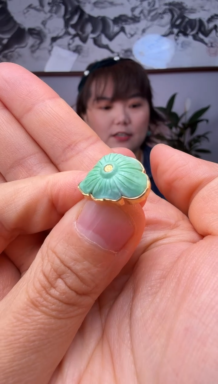 【闪购商品】绿松石卡子18K金镶嵌时尚百搭A1130
