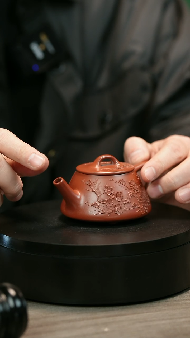 茶壶紫砂周***人H1939陈春芬朱泥梅花小石瓢