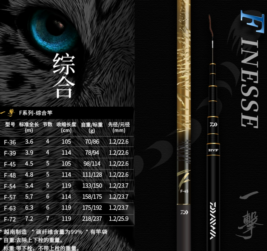 【AX117】达亿瓦一击F台钓竿 样品微瑕尺寸随机不退不换