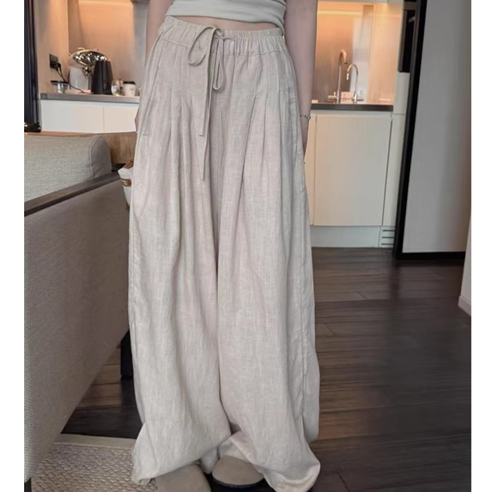 高端货~松弛淡然慵懒棉麻宽松显瘦垂垂裤女夏季新款阔腿休闲裤