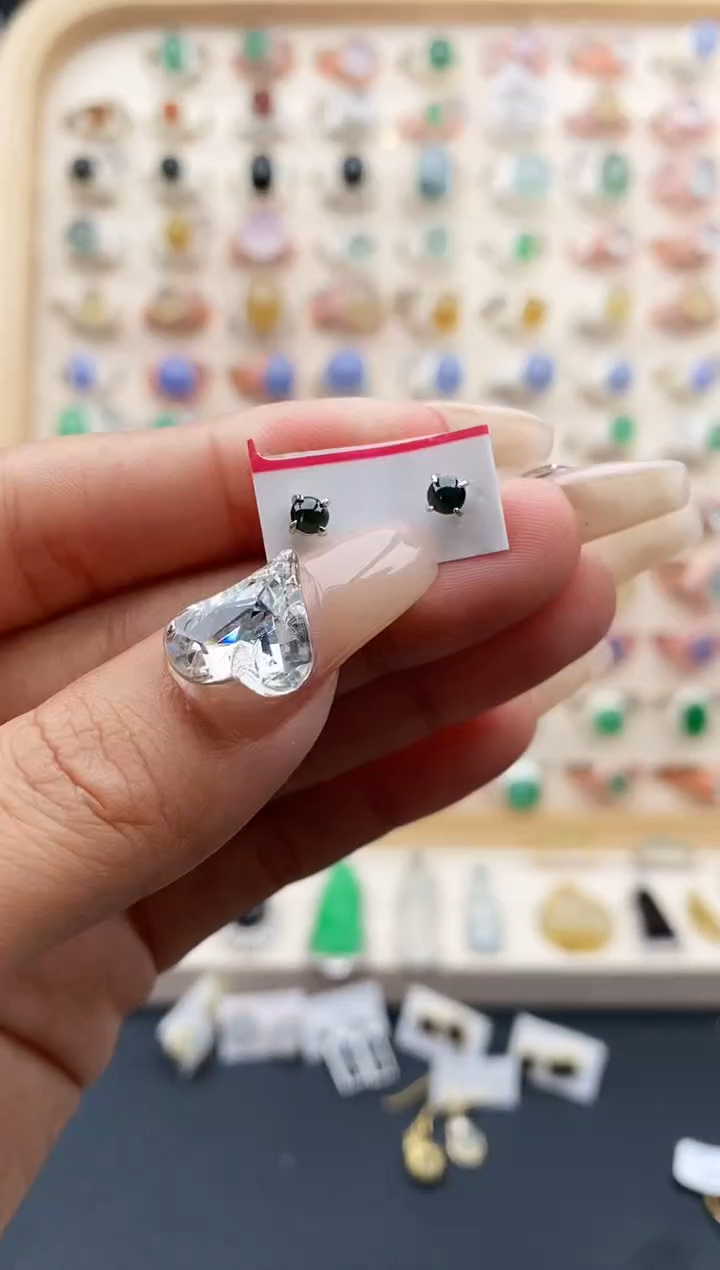 【闪购商品】翡翠戒指银S925镶嵌缅甸天然A货翡翠222   1-7