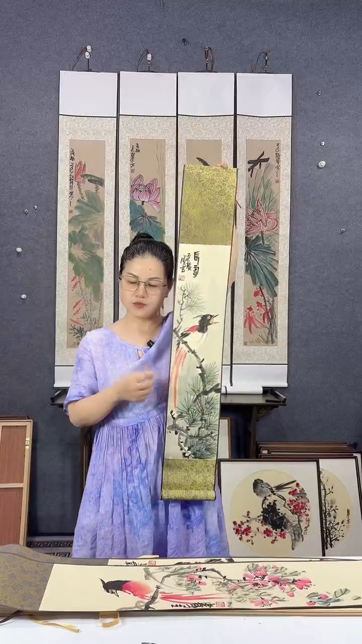 国画90*15吴铁成手绘卷轴