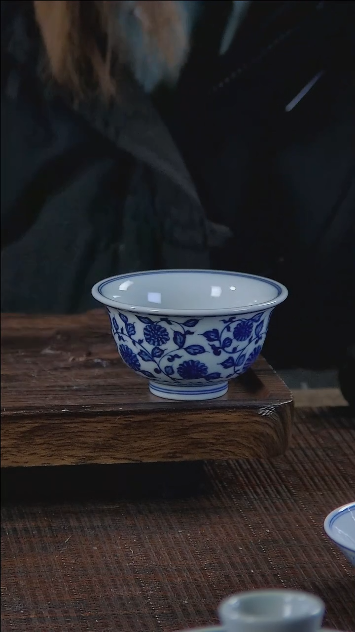 【闪购商品】折葵非器手工手绘缠枝压手杯双花