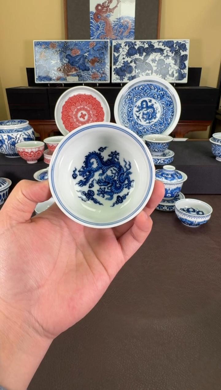 【闪购商品】羿器窑海水团龙矮炉式杯