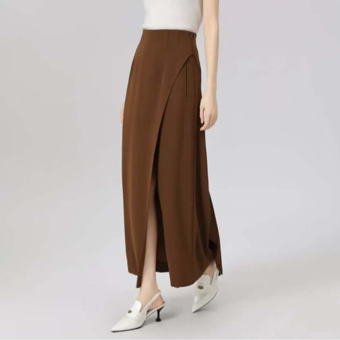 阿玛施【半糖摩卡】春夏时尚高腰气质不规则显瘦裙裤5100507