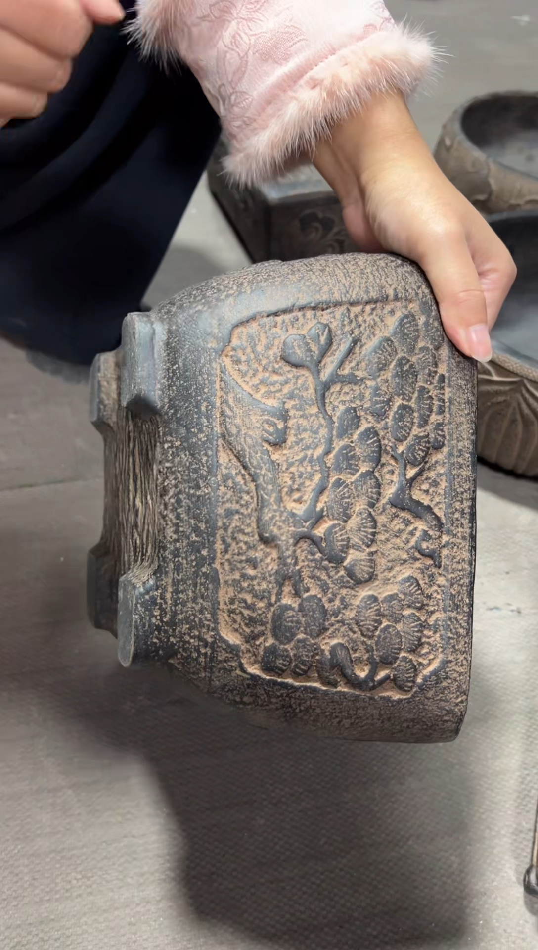 陶土【火山泥】松鹤盆