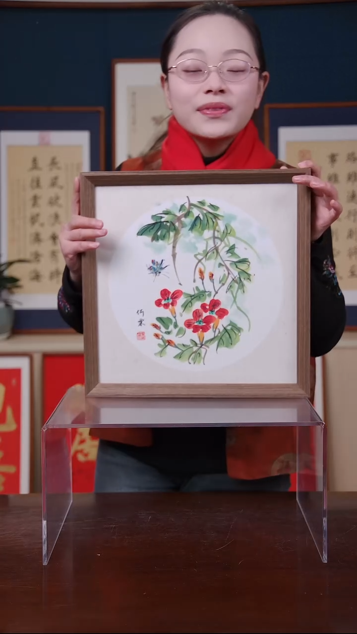 【闪购商品】书法凌霄花   尺寸35*35