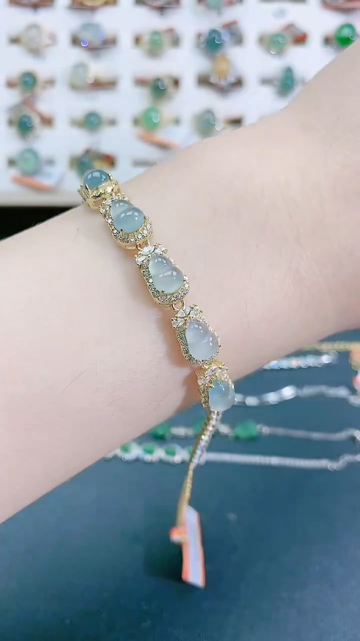 手链翡翠银S925镶嵌天然翡翠