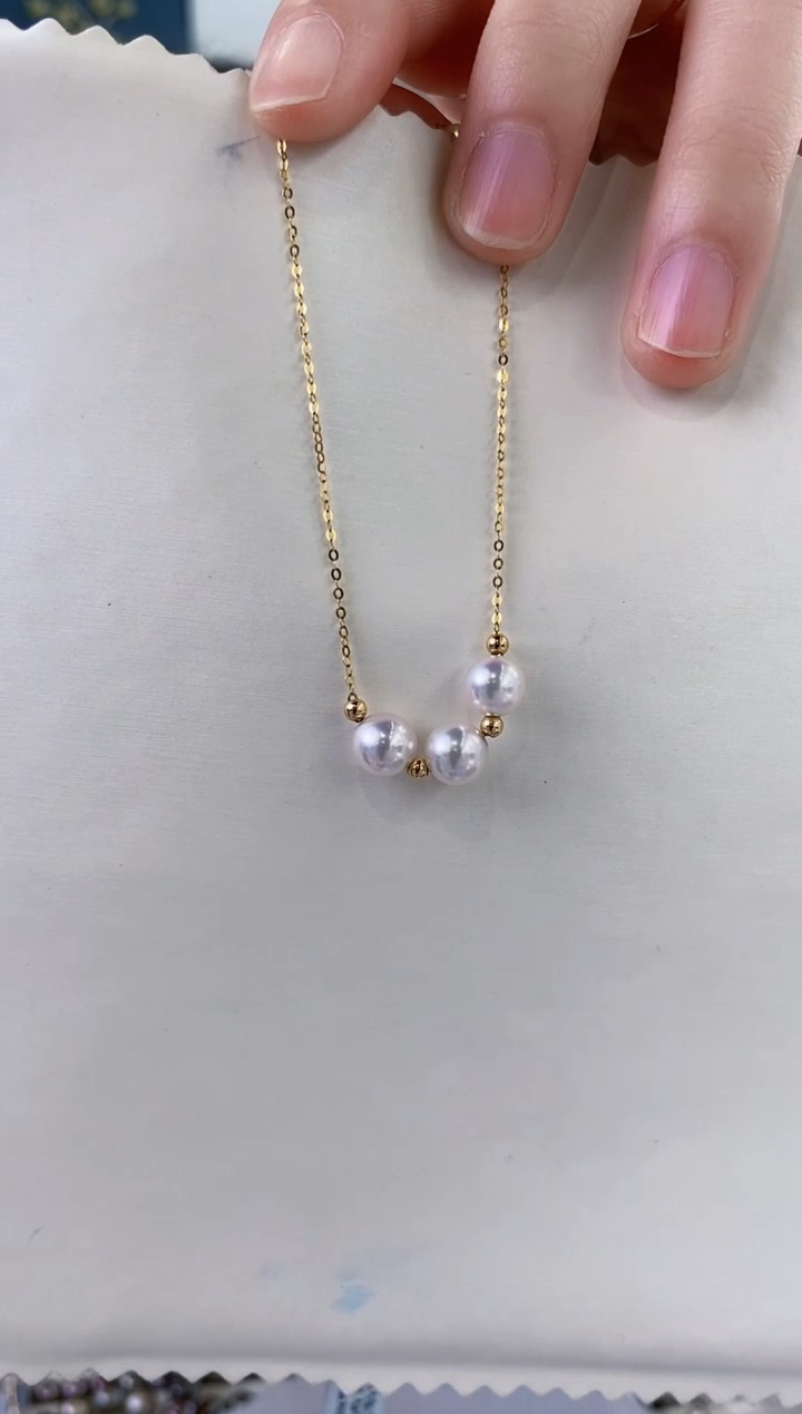 【闪购商品】海水珍珠项链18K金镶嵌6.5-7Akoya海水珍珠项链