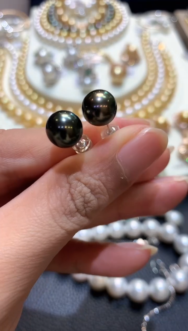 18K金镶嵌耳饰海水珍珠m10   