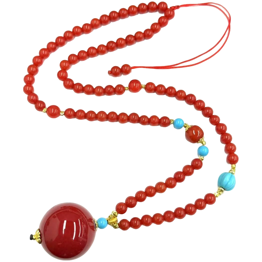 x853-国风气质设计款三姑娘圆珠毛衣链-赠礼盒