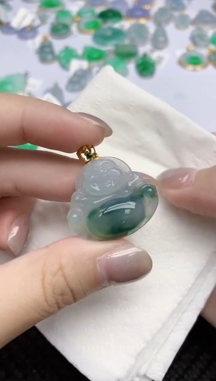 【闪购商品】翡翠颈饰18K金镶嵌天然翡翠A货