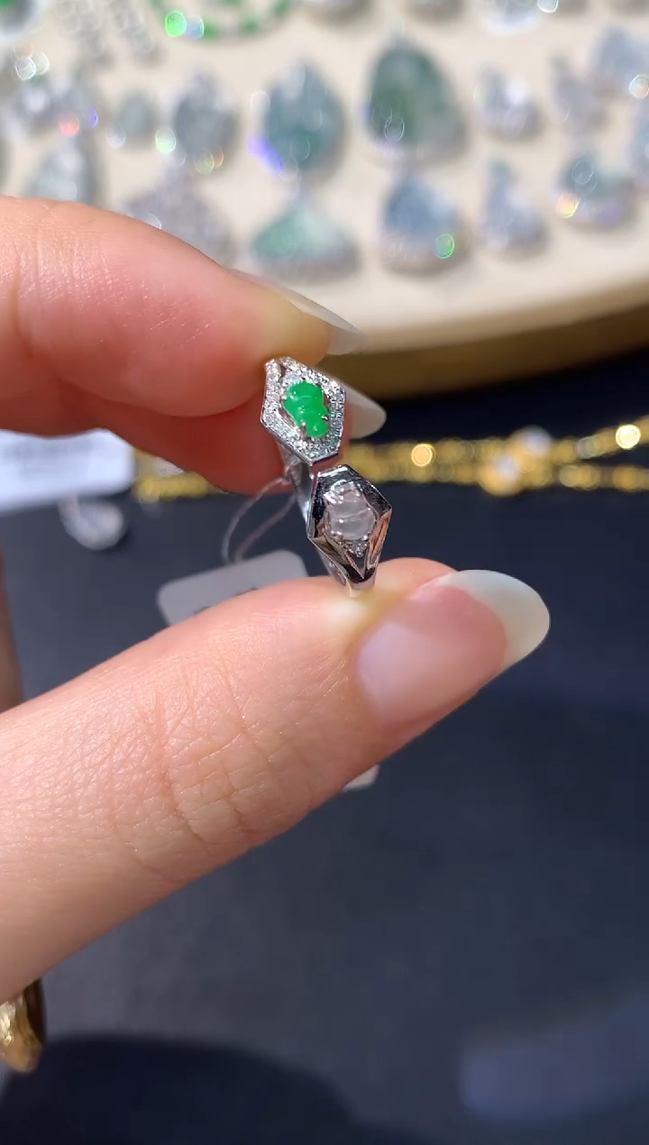 18K金镶嵌戒指翡翠A576|多样性发其一|1980