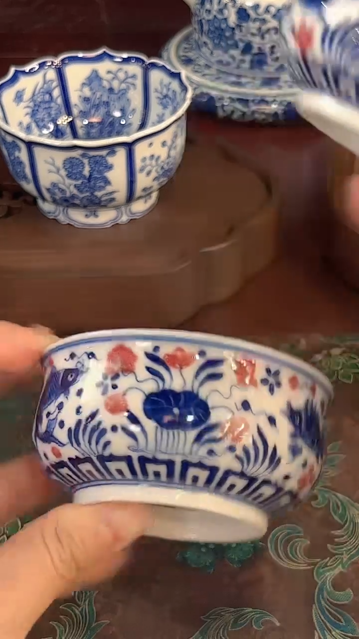 镹曰陶手工手绘茶具釉里红鱼