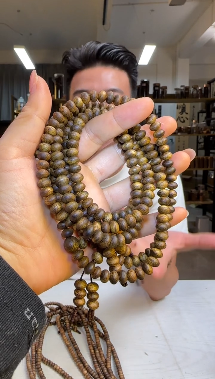 沉香手串99沉海南尖峰岭老白棋树心油算盘珠长串7mm16g+多样性发1