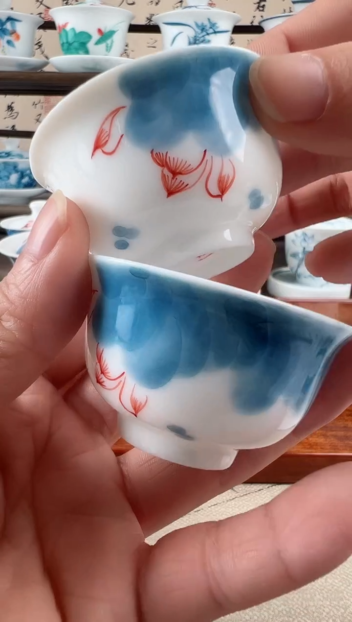 拿****?微瑕线条莲小和顺杯2个