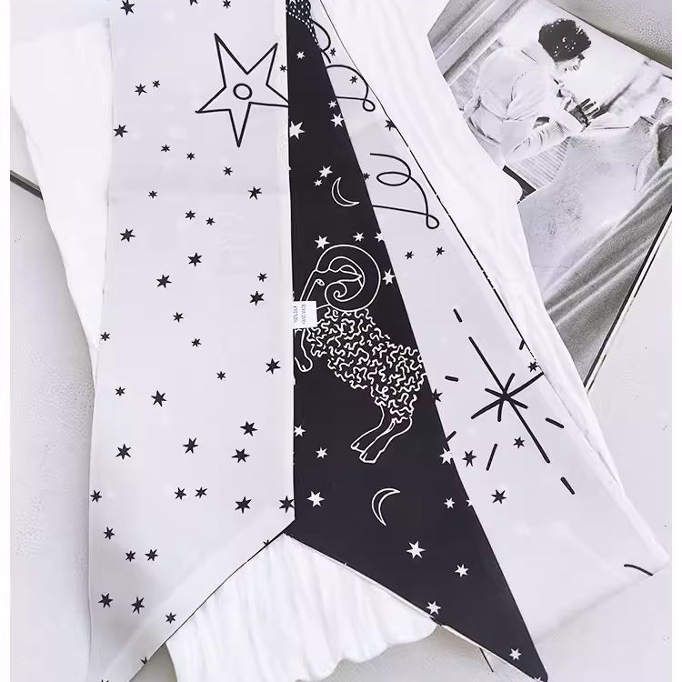 「塔罗星际十二星座」175cmX10cm双层双面20姆米斜纹桑蚕丝大飘带