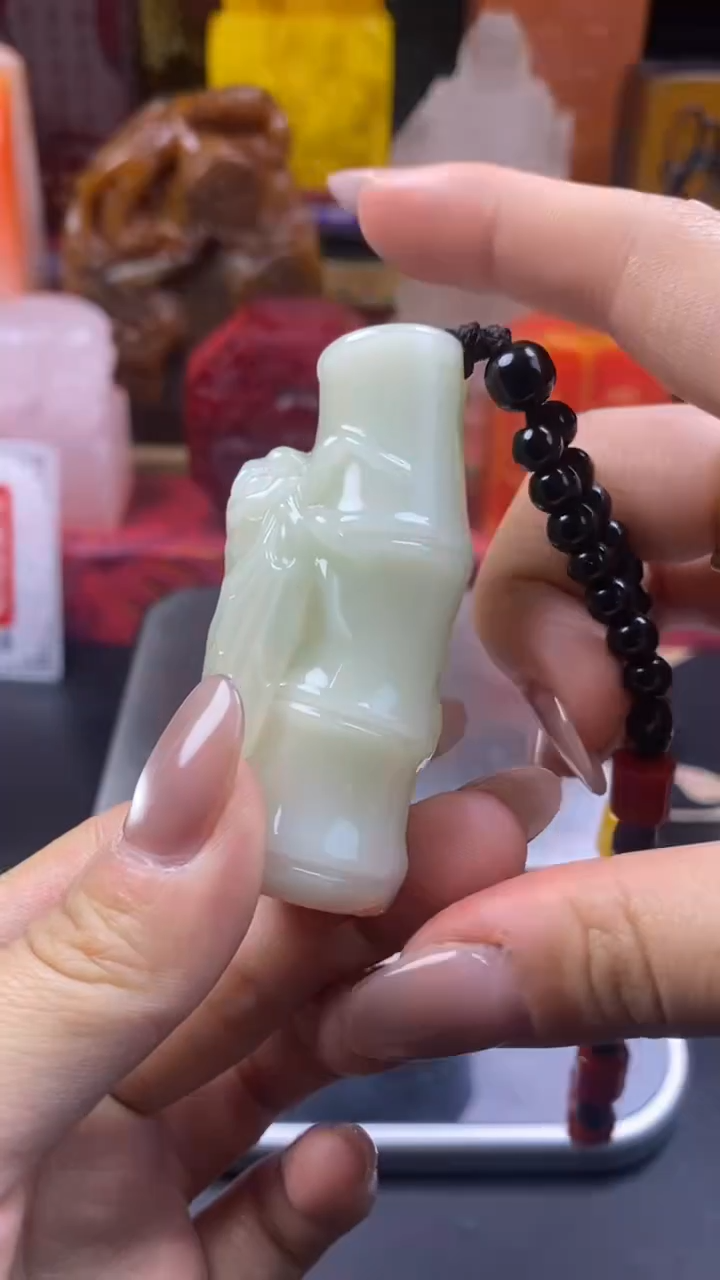 寿山石印石青芙蓉知足常乐手把件印章-上善若水