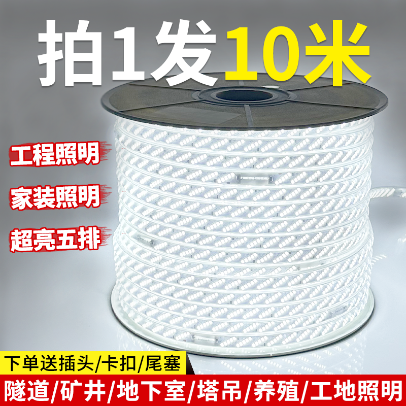 超亮五排320灯高压灯带220v户外防水加装庭院照明外墙房檐软灯条