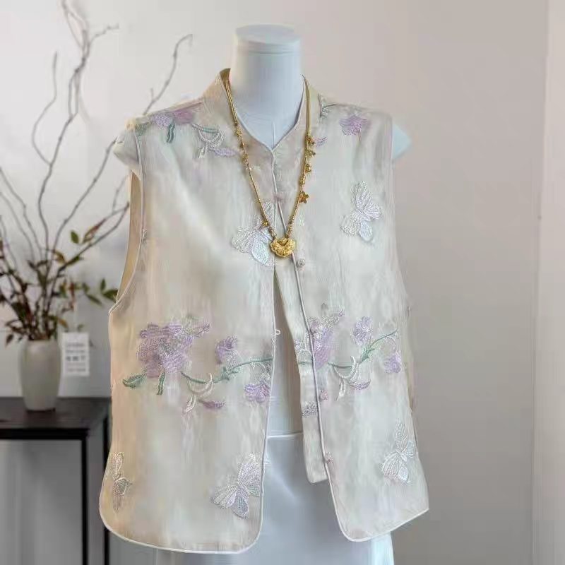 （双面双穿）女新中式通用薄款马夹国风凤舞马甲时尚唐装失序混搭风