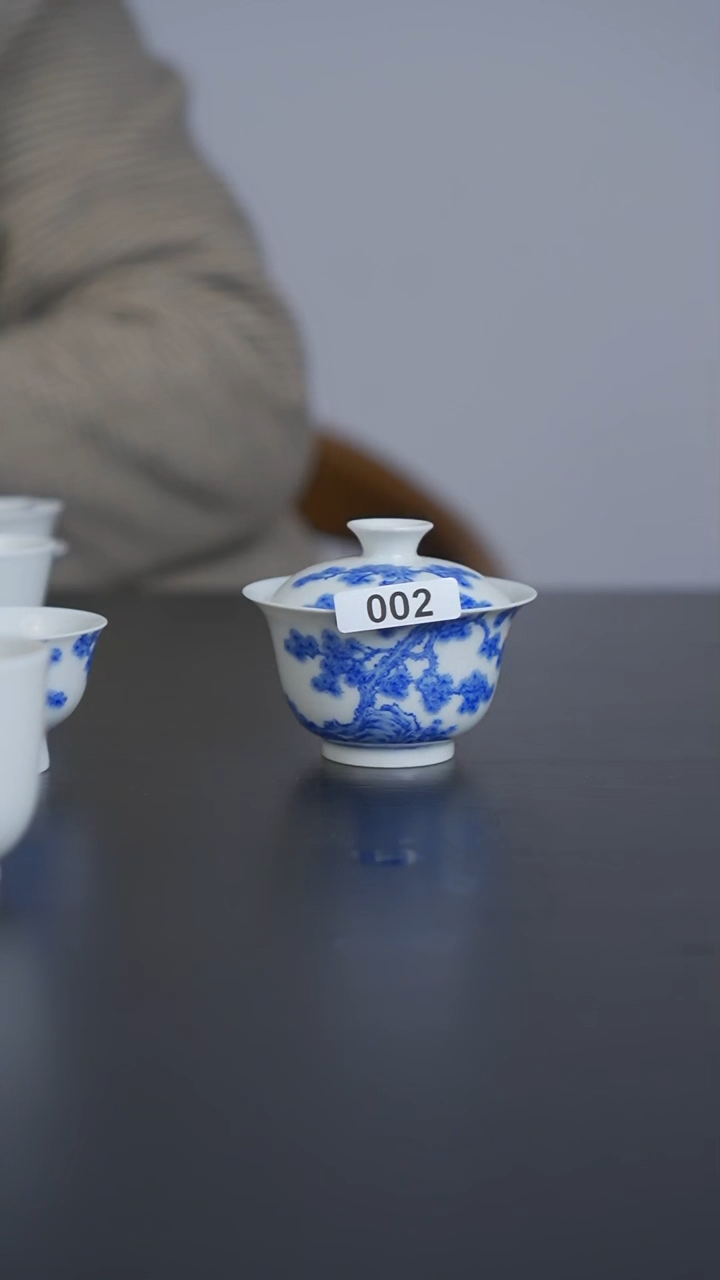 盖碗瓷青花松石盖碗