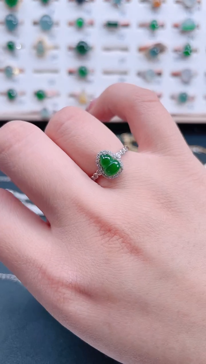 银S925镶嵌戒指翡翠天然翡翠