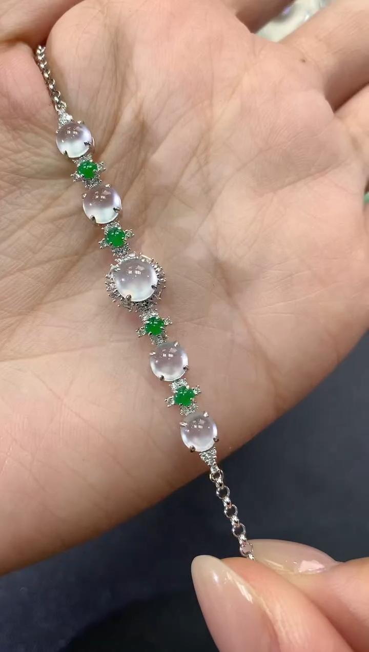 【闪购商品】翡翠手链18K金镶嵌a183       