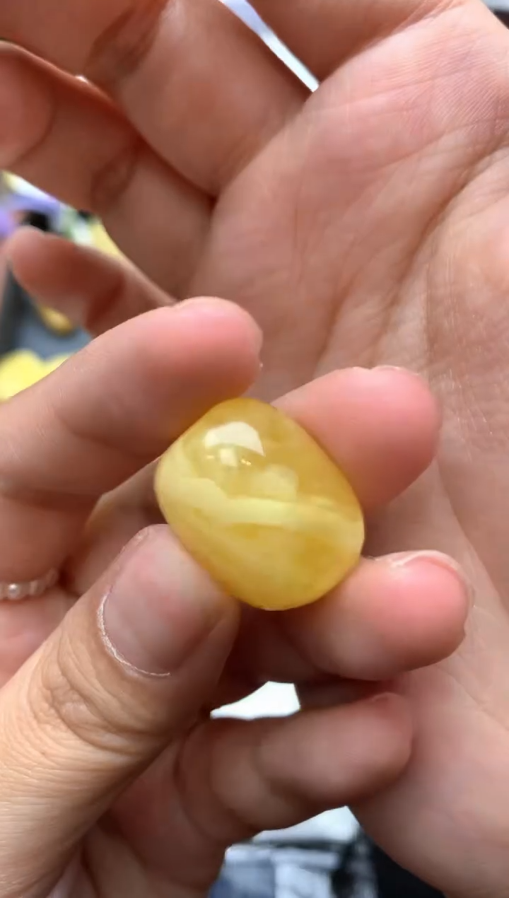 【闪购商品】琥珀珠宝奇石未镶嵌076琥珀蜜蜡花粉有纹小坑介意勿拍