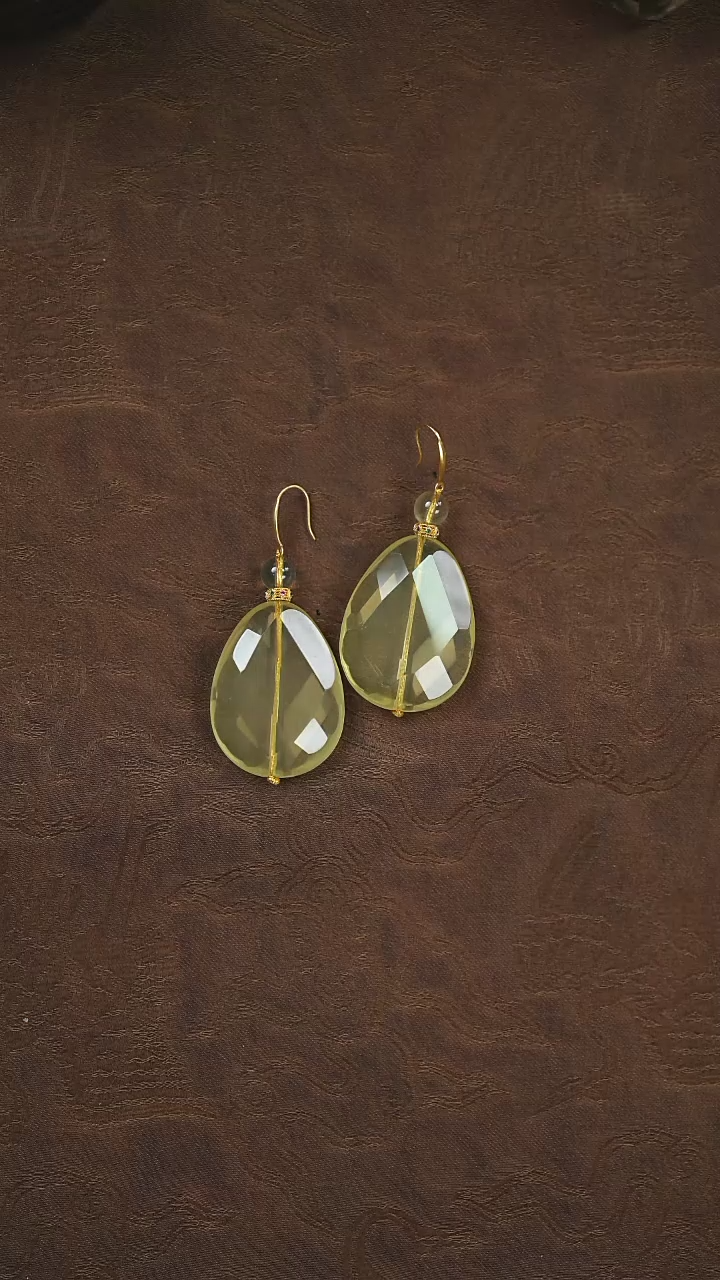 【闪购商品】水晶耳环未镶嵌黄水晶耳环