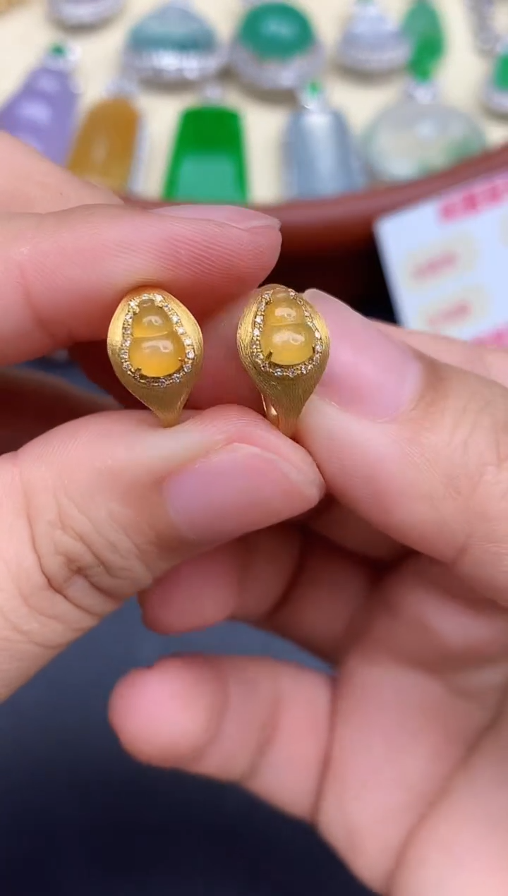 18K金镶嵌翡翠耳饰470-中国好珍宝