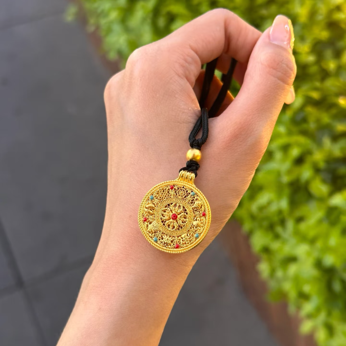 吊坠足银 八宝罗盘吊坠项链女款手工编绳古法挂坠求婚送女友礼物