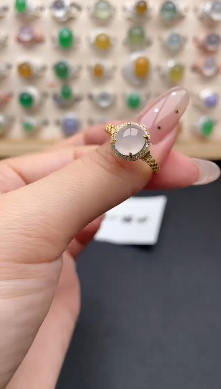 【闪购商品】翡翠戒指银S925镶嵌一物一证一礼盒