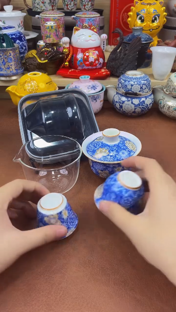 陶瓷茶具摆件旅行套组