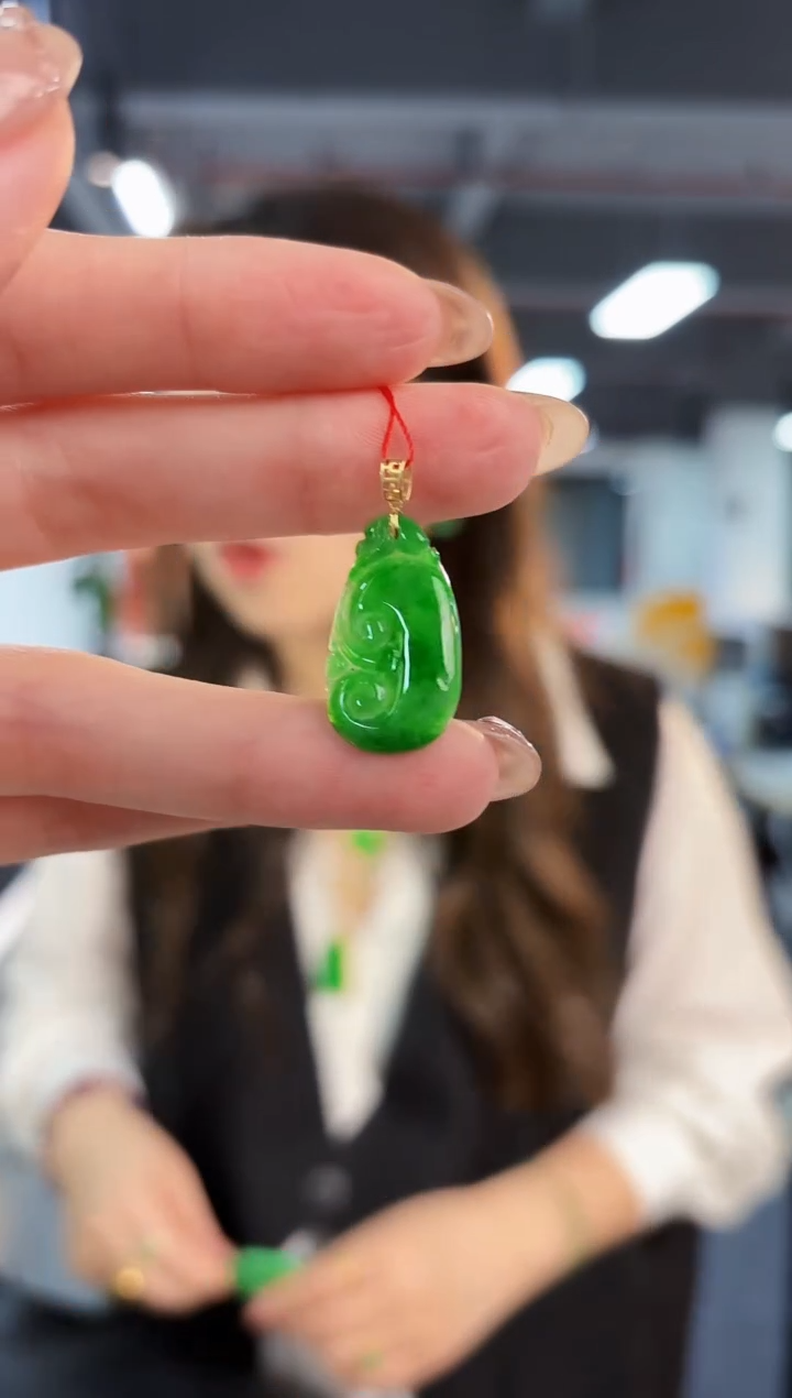 【闪购商品】翡翠颈饰18K金镶嵌缅料A货/支持复检/一件