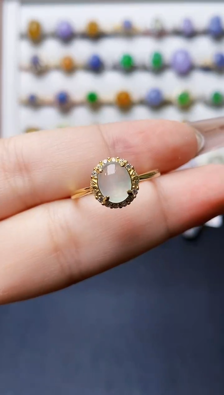 银S925镶嵌戒指翡翠0259