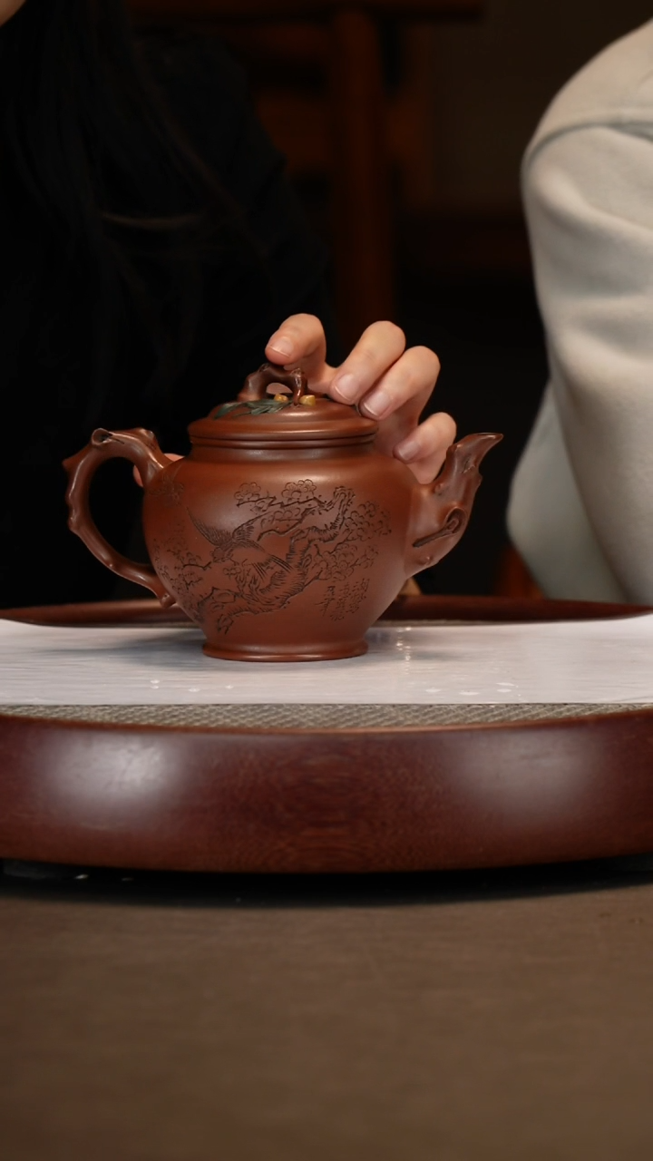 【闪购商品】紫砂茶壶桃报春+诸葛永南+湖帆+杯+蓝花画